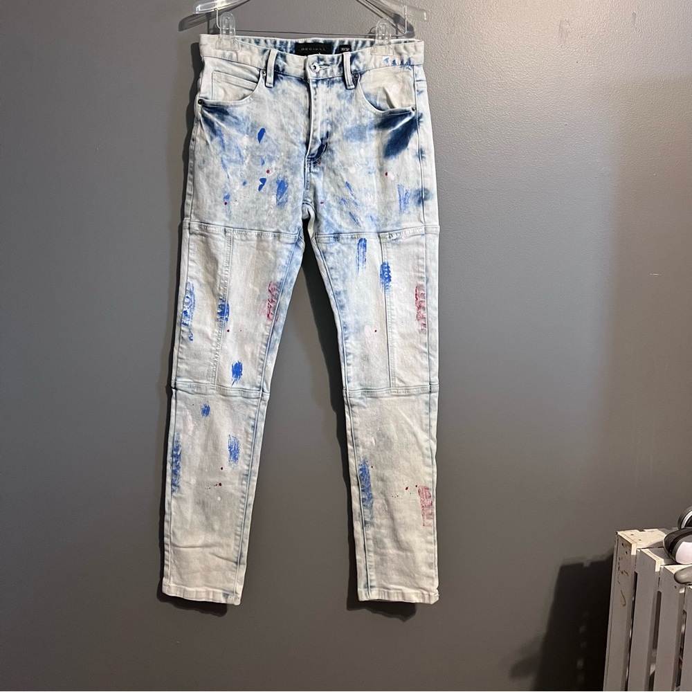 Decibel Paint-Splatter Slim Fit Jeans